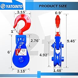 YATOINTO 2 ton Snatch Block with Hook, 3" Sheave