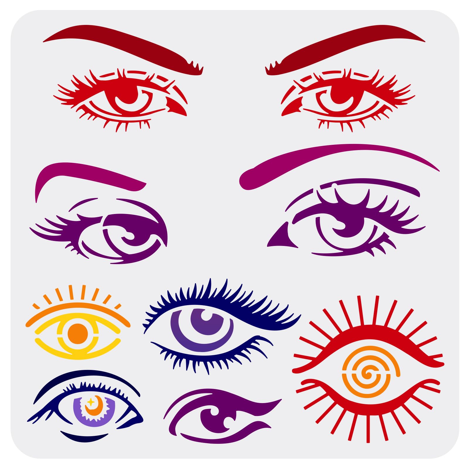 FINGERINSPIRE Eye Stencils for Painting 30x30cm Beautiful Eyes Stencils Plastic Eyes and Eyebrows Patterns Stencil Reusable Create DIY Women Eyes Crafts and Decor for Painting on Wood Walls