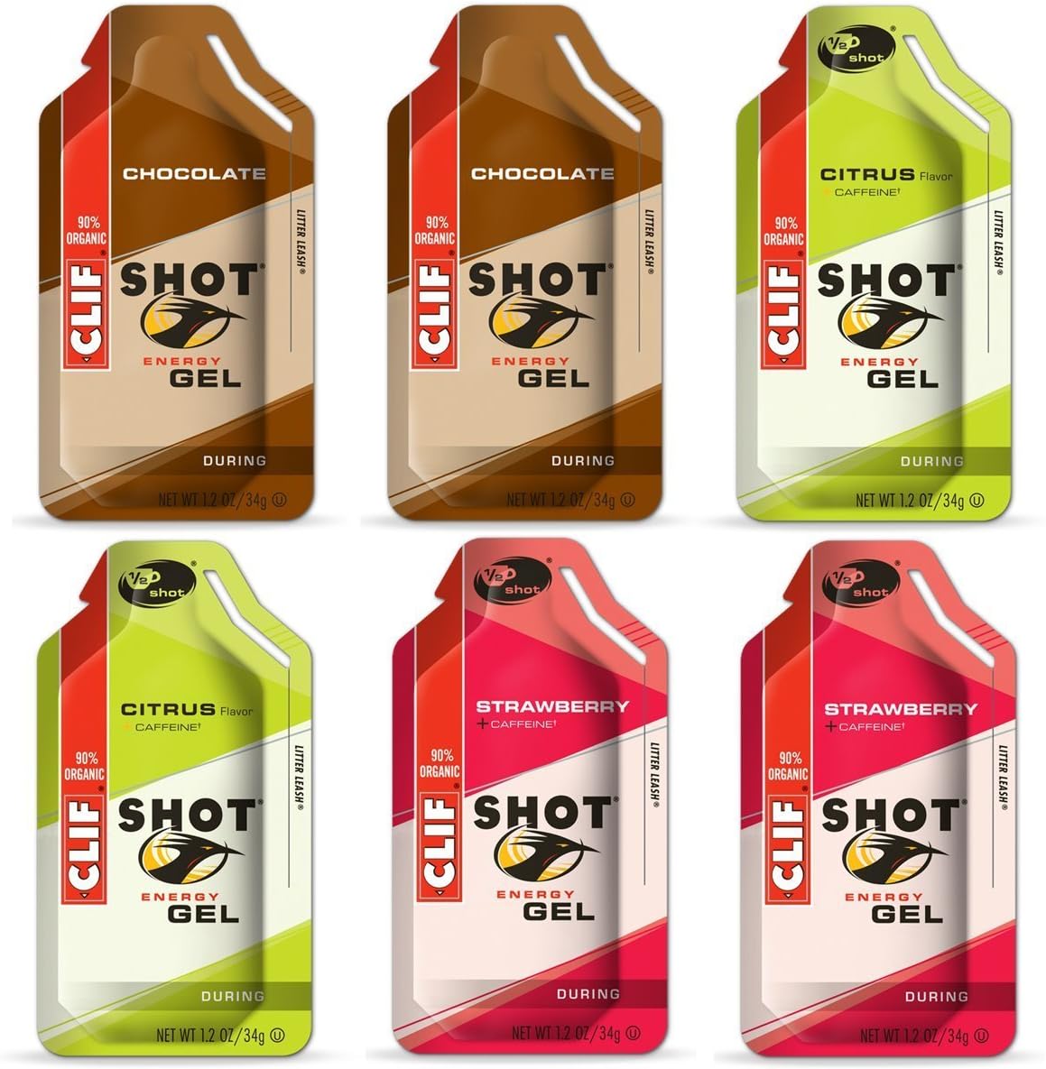 Clif Shot Gel Variety 6 Pack (6 x 1.2oz Packs 2 x