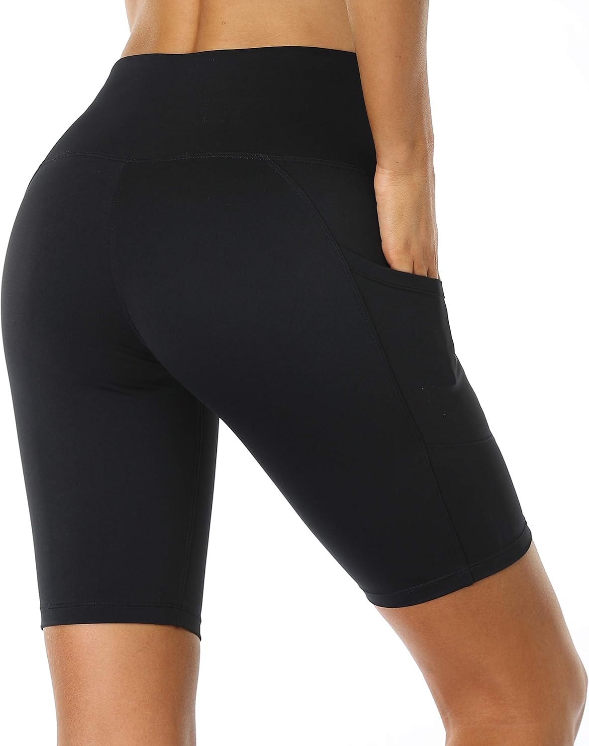 Oalka Women's Short Yoga Side Pockets High Waist Workout Running Shorts: Clothing