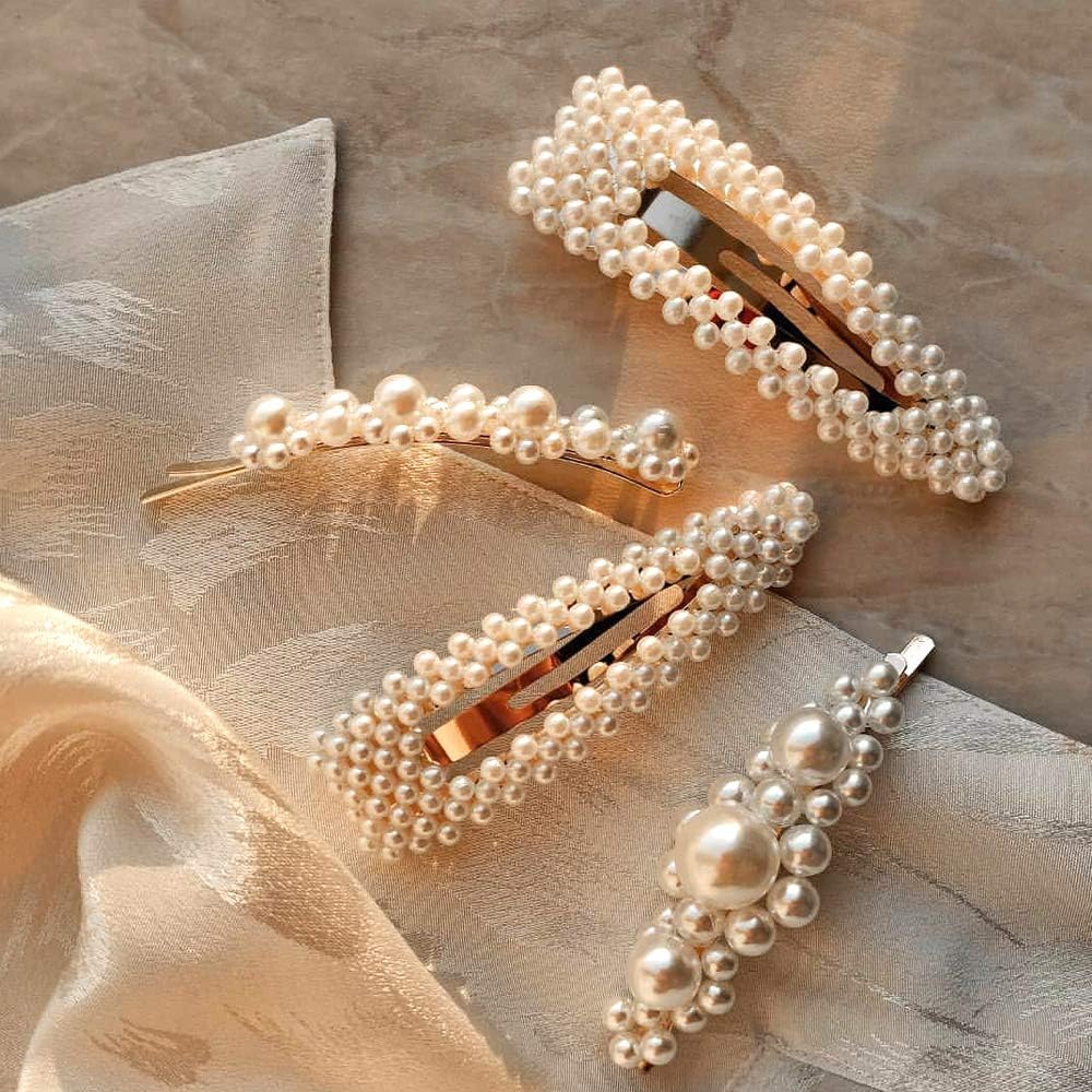 LOVINSHOW 5pcs Pearl Hair Clips Hairpins for Women Faux Pearl Hair Barrettes Bobby Pins Decorative Wedding Bridal Hair Accessories