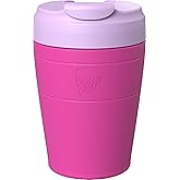 KeepCup Commuter Travel Mug - Insulated Stainless Steel Reusable Coffee Cup with Spillproof Flip Lid - 12oz/340ml - Fuschia Lilac