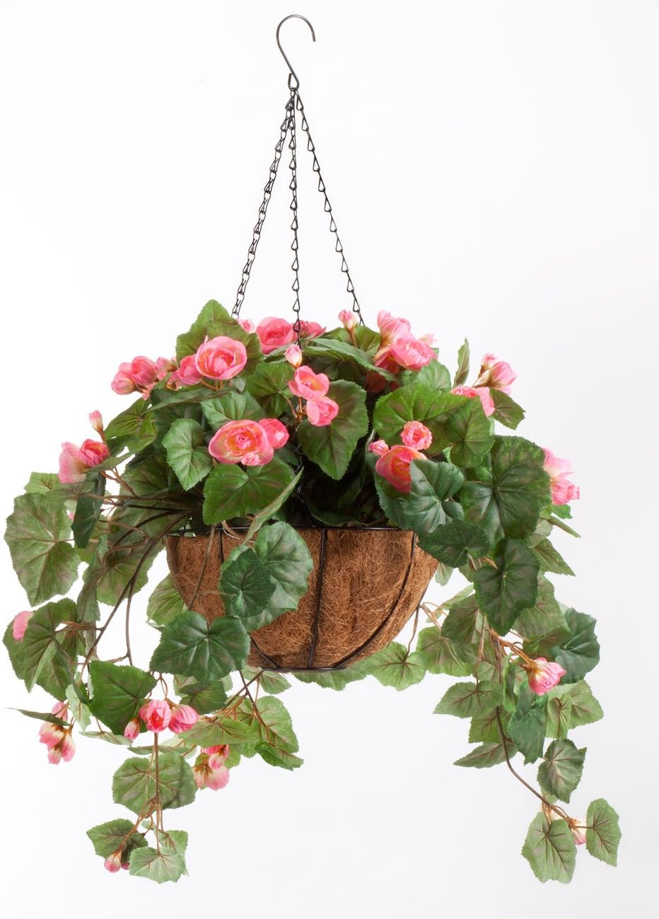 plastic hanging baskets with artificial flowers
