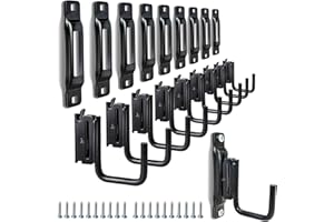 MorScan 10 Pack E-Track Tie Down Slots & 10 Pack 2" E Track J Hooks, Heavy Duty Black Steel E-Track Accessories for Box Truck, Enclosed Trailer, Garage, Van, Warehouse, Workshop
