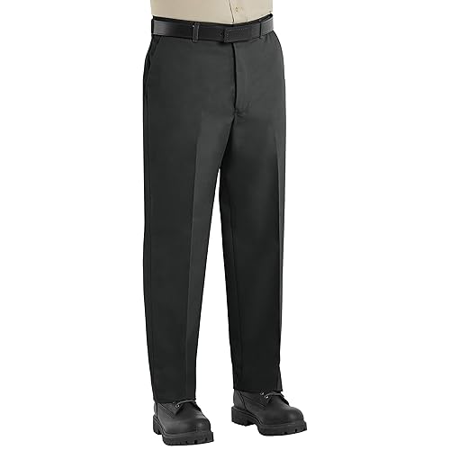 Red Kap Men's Wrinkle-Free Work Pants, Black, 33W x 32L