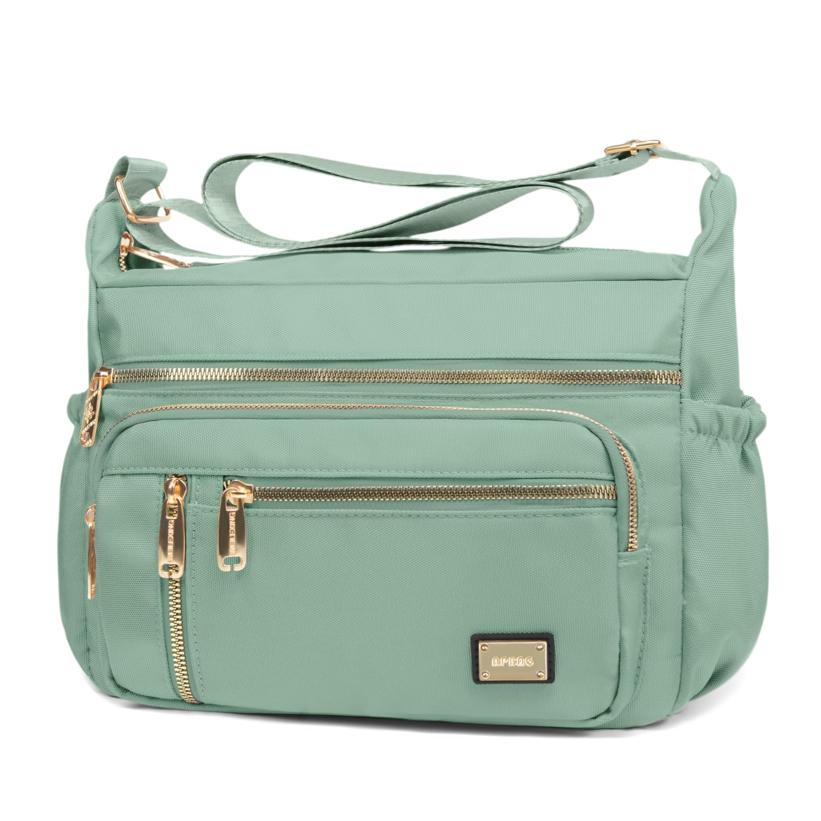 Photo 1 of NPBAG Crossbody Bag for Women, Nylon Shoulder Purse Handbag Messenger Bag, Trendy Pocketbooks, Waterproof and Multi-Pockets (Light Green)