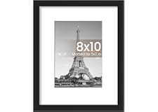 upsimples 8x10 Picture Frame, Display Pictures 5x7 with Mat or 8x10 Without Mat, Wall Hanging Photo Frame, Black, 1 Pack