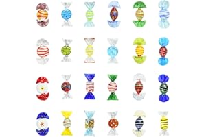 HUAAPLEVLA 24 Pcs Vintage Glass Candy Handmade Glass Sweets Ornament for Home Party Christmas Tree Decorations Festival Gift
