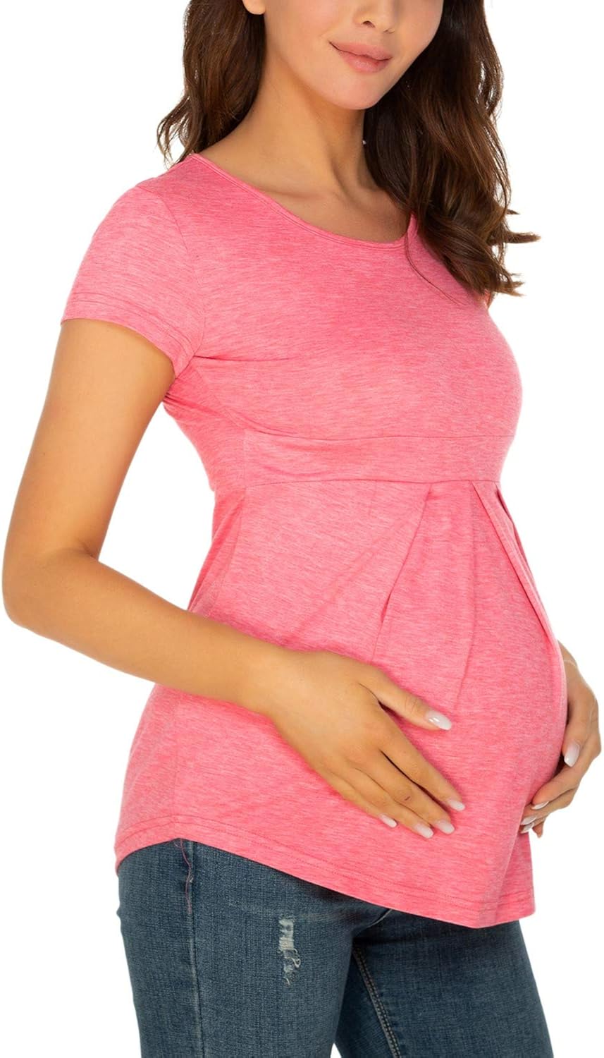 maternity round neck shirts & tops
