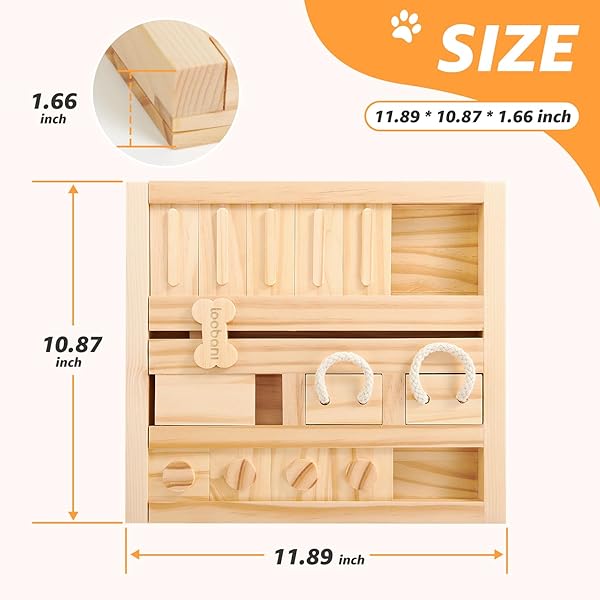 LOOBANI DOG PUZZLE TOYS WOODEN – INTERACTIVE TOYS FOR BOREDOM, IQ TRAINING AND MENTAL BRAIN STIMULATION, TREAT DISPENSING AND ENTERTAINMENT/FOOD SLOW FEEDER FOR SMALL TO LARGE DOGS