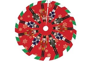 JIEKENMO Lollipop Candy Merry Christmas New Year Nutcracker Nutcrackers 36 Inch Christmas Tree Skirt Carpet Mat Funny Party Soft Cover Mat Decor Supplies for Xmas Halloween Decorations Occasion Farmhouse