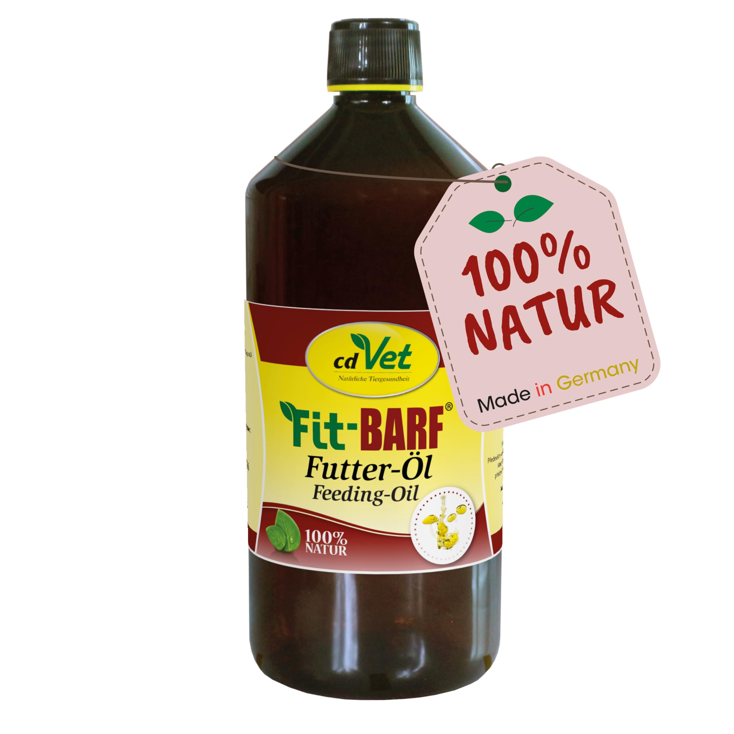 cdVet Naturprodukte Fit-Barf Feeding Oil 1 Liter - Dog & Cat - linseed oil - supply of essential fatty acids - high quality vegetable oils - cold pressed - energy donor - raw feeding - BARF-