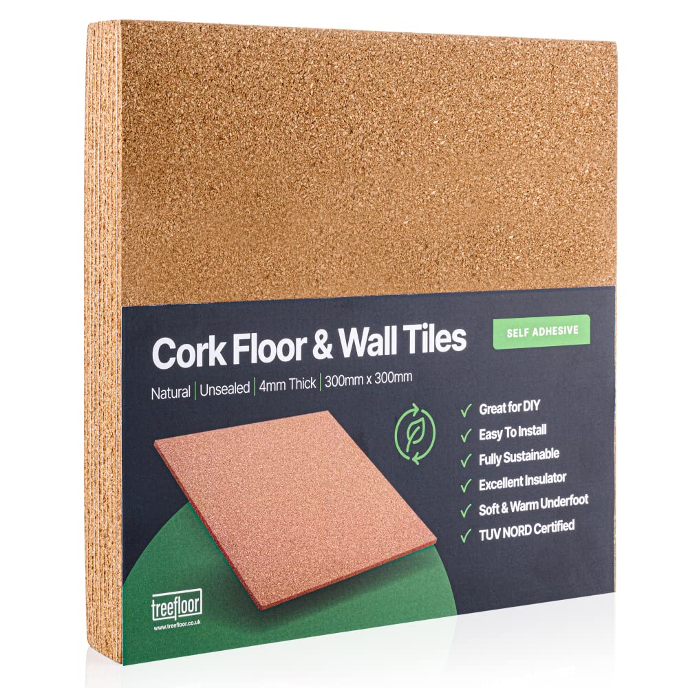 Boulder Developments Cork Tiles Self-Adhesive (0.81 sqm coverage) - Natural 300x300mm, Tiles | Great For Floors, Walls, DIY, Pin Boards & Craft Projects | acts as Sound Proofing & Insulation (Pack of 9)