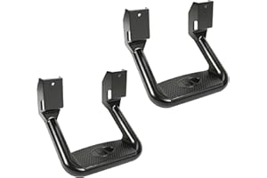 KUAFU Side Step Compatible with 1967-2020 Chevrolet Toyota Ford Dodge Jeep GMC Nissan Mazda Aluminum 2 Pcs Side Step for Pickups & Trucks Black