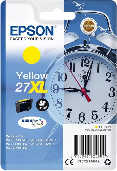 Epson 27XL Yellow High Yield Ink Cartridge DuraBrite Ultra Genuine