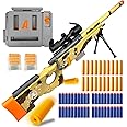 AGM MASTECH AWM Soft Bullet Toy Gun, Empty Shell Ejecting Design, Enhanced Scope, Dart Loader, 40 Soft Foam Darts, 20 Shells, 2 Magazines. Blasting Toy Foam Blaster for Boys and Girls (Yellow)
