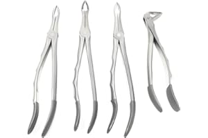 Cynamed Dental Root Tip Extracting Forceps Set of 4 – Diamond Dusted German Stainless Steel Tooth Extraction Tools – Professional Surgical Dental Instruments Kit for Root Removal Oral Care Procedures