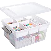 Citylife 17 QT Plastic Storage Box with Removable Tray Craft Organizers and Storage Clear Storage Container for Organizing Bead, Tool, Sewing, Playdoh
