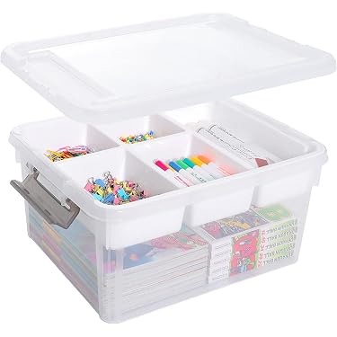 Organizador De Plástico Transparente Con Tapa, De 30.7x23 Cm, Ideal Para Guardar Rompecabezas, Cuentas Y Manualidades, Compacto Y Portátil