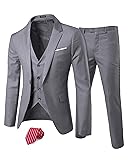 MrSure Men's 3 Piece Suit Blazer, Slim Fit Tux with