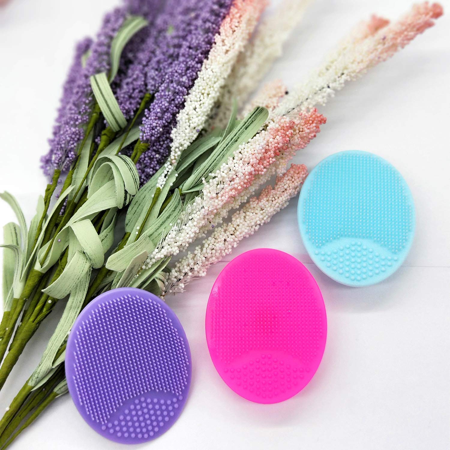 HieerBus Facial Cleansing Brush,Soft Silicone Face Scrubber,Facial Exfoliation Scrub for Massage Pore Cleansing Blackhead Removing Deep Scrubbing for All Kinds of Skins (2ed-Blue+Red): Beauty