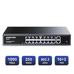 16 Port Gigabit PoE Switch,AUMOX PRO SG518P 18