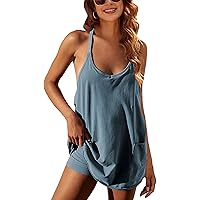 Panadila Women's Sleeveless V-Neck Mini Sundress - Spaghetti Strap, Pockets, Dusty Blue, Small - View #5