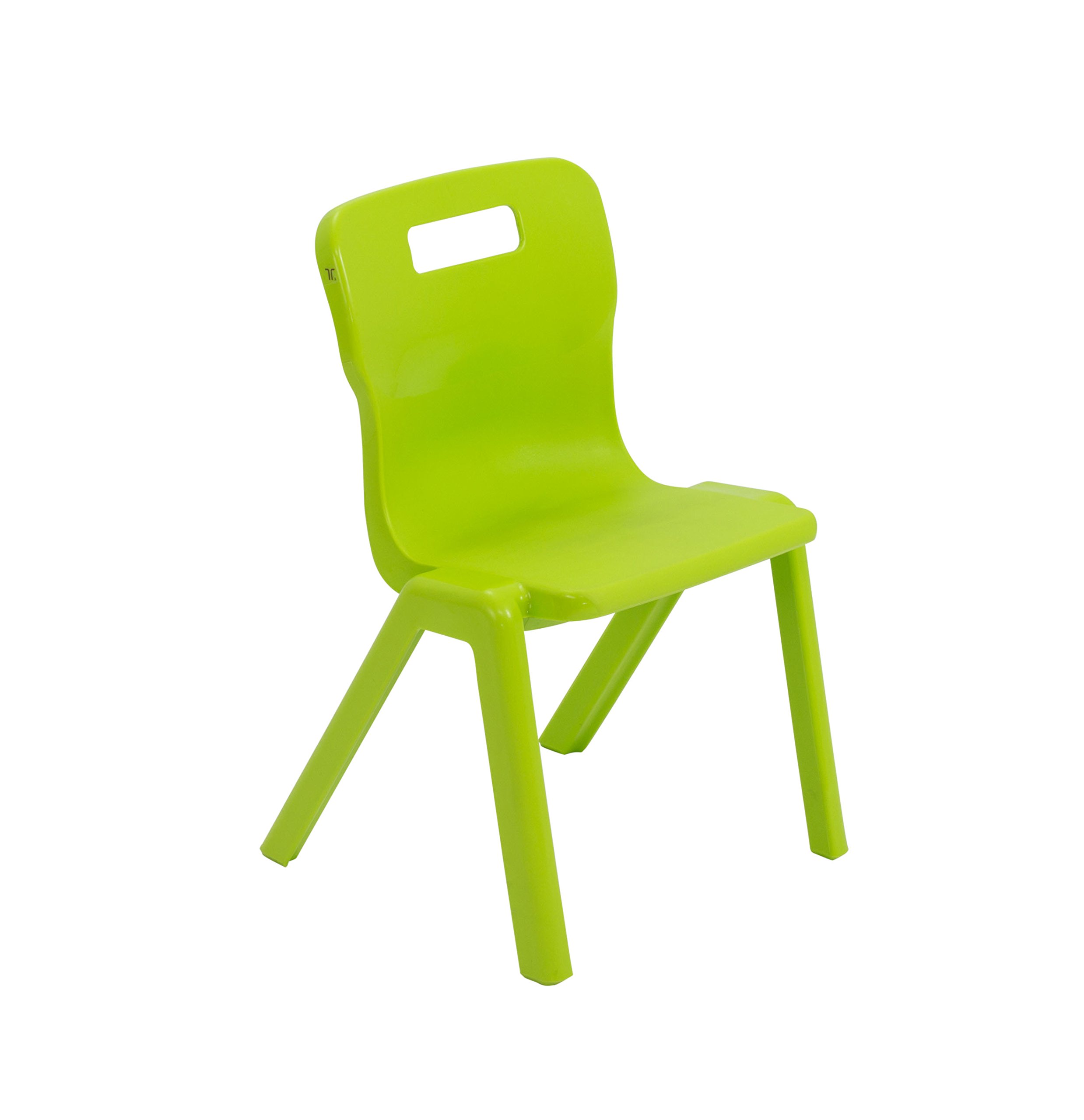 Titan One Piece Classroom Chair, Plastic, Lime Green, Size 2 for Ages 3-5 Years, Pack of 2