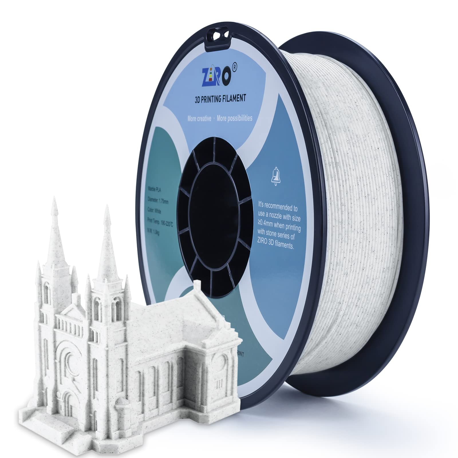 ZIRO PLA Marble Filament 1.75mm, 3D Printer Filament PLA 1.75mm Marble Color 1KG(2.2lbs), Marble