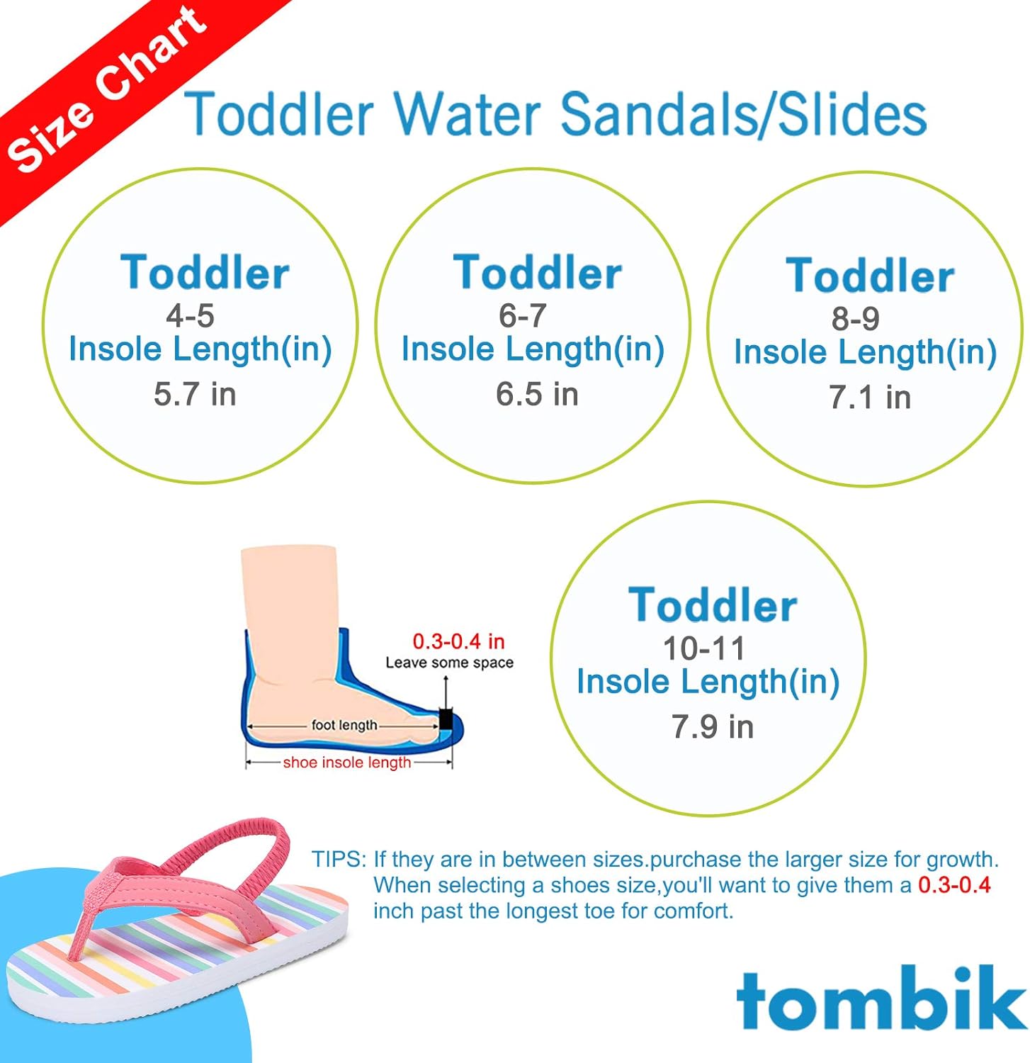  | tombik Toddler Flip Flops Boys & Girls Sandals | Kids Water Shoes | Sandals