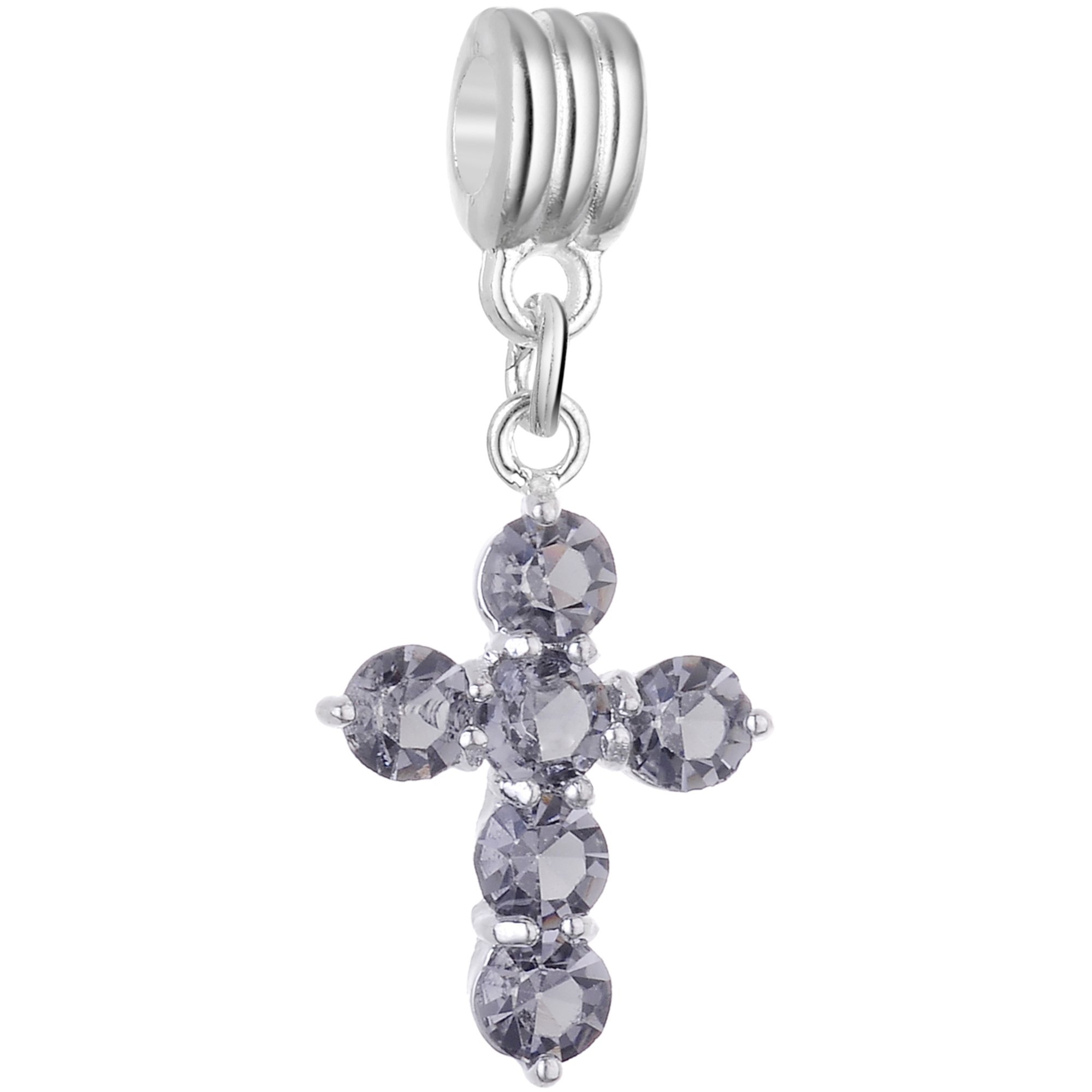 RUBYCA Crystal Cross Dangle Charms for Bracelets Jewellery Making Silver Plated Pendant Beads (Light Grey, 10pcs) — image 1