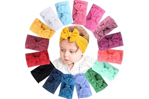 JOYOYO 16 Colors Soft Wide Turban Baby Headbands with 4.5 inches Hair Bow Headwraps for Baby Girls Infants Newborn Hair Accessories Toddlers Kids and Children
