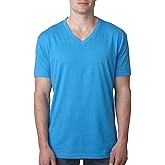 Next Level Men's Combed Baby Rib Knit V-Neck T-Shirt, Turquoise, Large