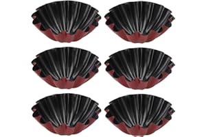 Artibetter 6pcs Non-Stick Stainless Steel Egg Tart Mold Baking Tool 7.3x7.3cm Pudding and Jelly DIY Kitchen