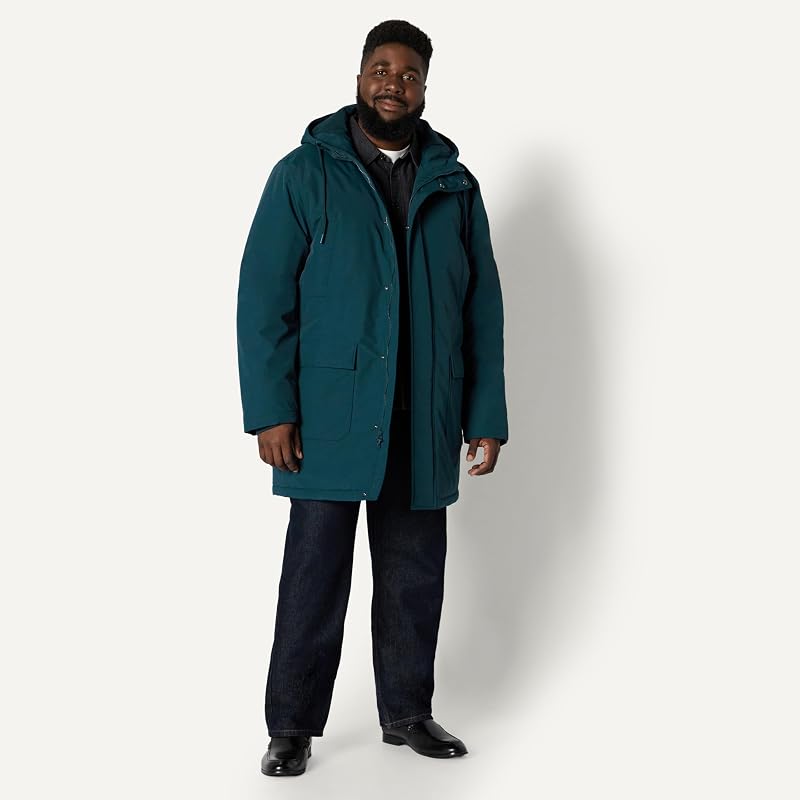 Herren Moderner Oversized Fit Parka Jacke mit Kapuze, Dark Teal Green, M