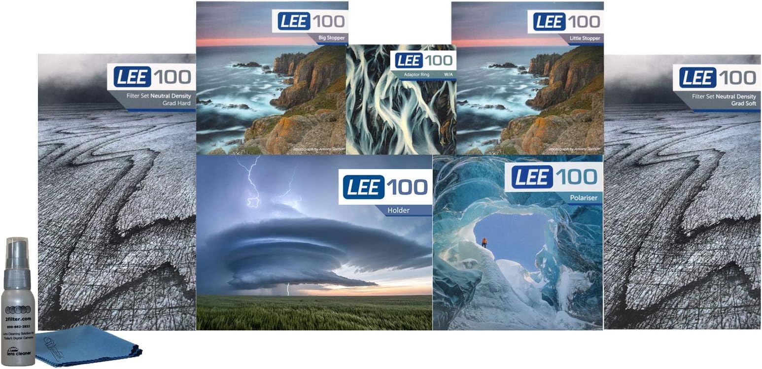 LEE Filters LEE100 82mm Ultimate Kit - LEE100 Filter Holder, LEE 100mm Hard Edge and Soft Edge Grad ND Filter Sets, LEE 100mm Big and Little Stoppers, LEE100 Polarizer and 82mm Wide Angle Ring