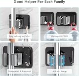 homeasy Mop Broom Holder 4 Pcs Stainless Steel Self Adhesive Wall Mount Black view 4