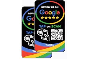 NFC Business Review Card (2 Count) with QR Code - Contactless Tap or Scan for Instant Google Reviews - Compatible with iPhone