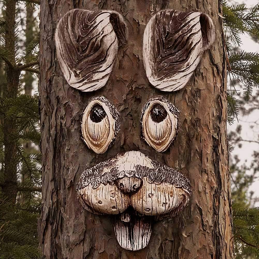 Funny Rabbit Tree Hugger, Yard Art Decorations Tree Faces Outdoor Decor Garden Art Decorations