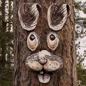 Funny Rabbit Tree Hugger, Yard Art Decorations Tree Faces Outdoor Decor Garden Art Decorations