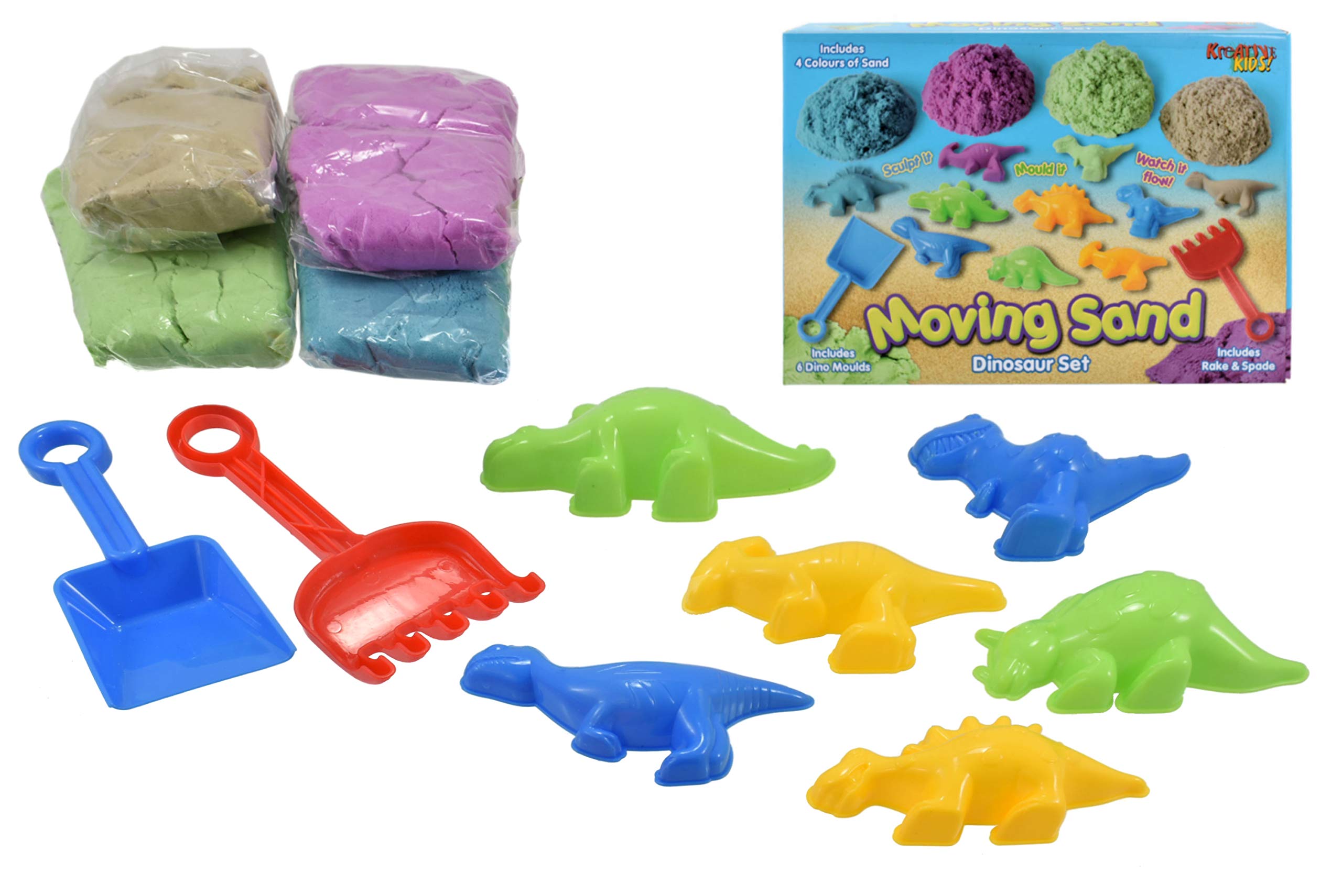 Kreative Kids 600g Moving Sand Art Set with Dinosaur Moulds and Accessories | Sand Art Kit