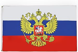 AZ FLAG - Russia with eagle Flag - 90x60 Cm - 100D Polyester Russian coat of arms Banner With Two Metal Grommets - Fade Resis