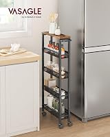 VASAGLE 5-Tier Kitchen Trolley 13 cm Deep Steel Frame Rustic Brown Black view 2