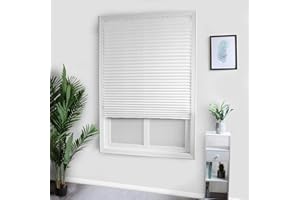 Window Blinds Cordless,35" White Cordless Light Filtering Window Blinds, Horizontal Vinyl Mini Blinds/Shades, Easy Install,1 
