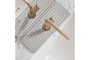 Dreatim Faucet Mat for Kitchen Sink - Wider Diatomite Fast Drying Stone Sink Tray, Super Absorbent, Prevents Moisture Buildup