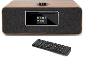 LEMEGA MS5 Upgrade Premium Internet Radio,Spotify HiFi,Bluetooth Stereo System for Home with CD Player,FM Radio, Acoustic Wood Cabinet,AUX & USB Input,50 Presets, OKTIV APP & Remote Control- Walnut