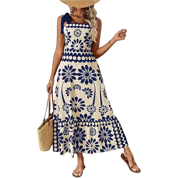 knee length dresses for ladies Plus Size Graffiti Ruffled Thigh Slit Maxi Dress