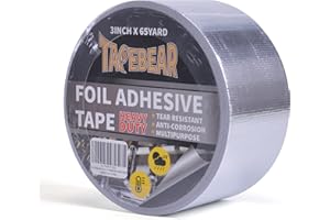 TAPEBEAR Heat Shield Tape Aluminized Fiberglass Cool Tape 3inch x 65Yards, Self-Adhesive Reflective Thermal Barrier Tape Heat Resistant for Air Dryer Vent, HVAC, Heating Unit, Auto, Pipe, 196Ft