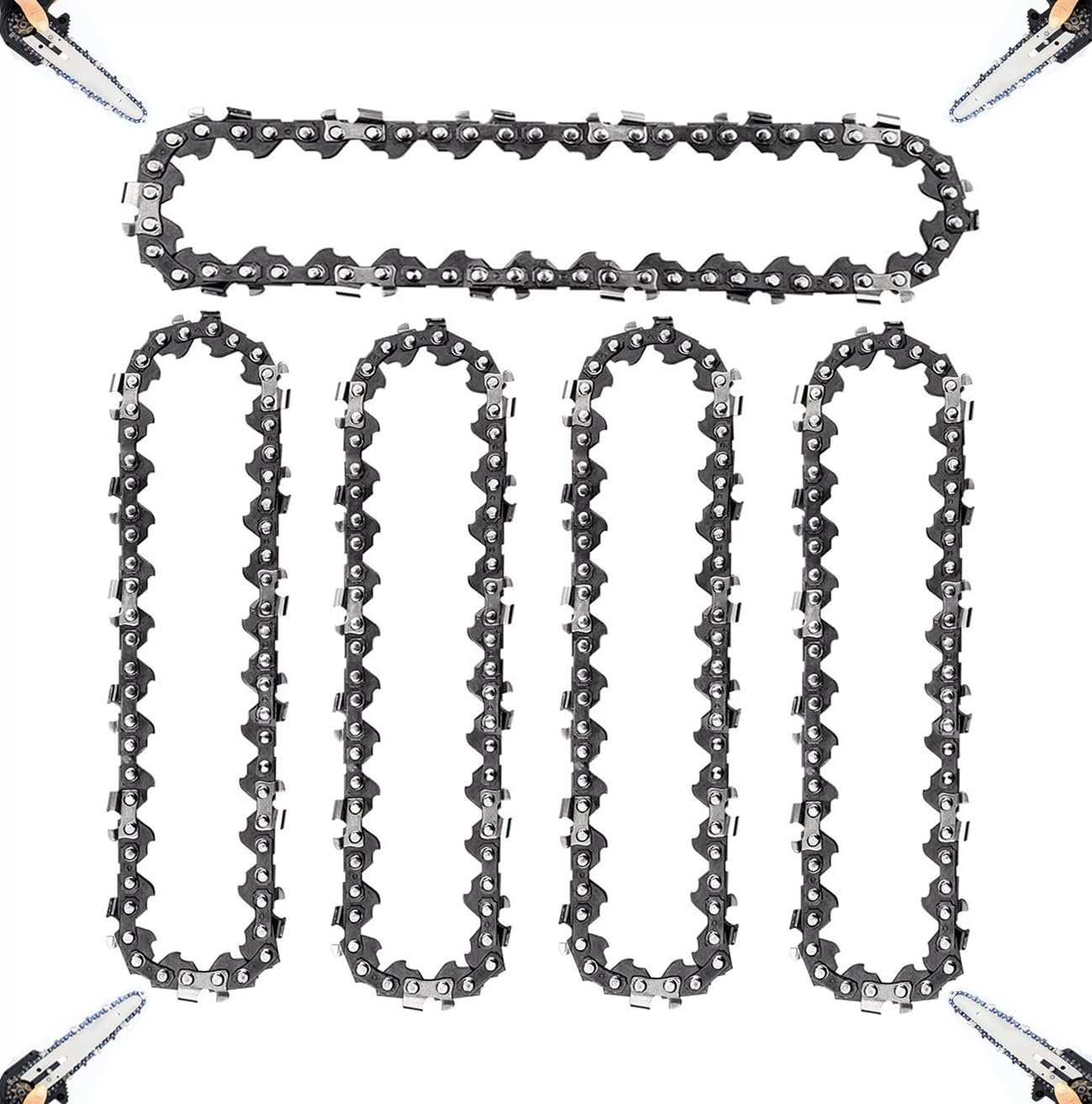 5PCS Mini Chainsaw Chain Replacement, 6 inch 043" Gauge, 1/4" LP Pitch, 37 Drive Links Replacement Saw Chain for Cordless Electric Portable Handheld Chainsa Mini Chain Saw 18.5CM Bar