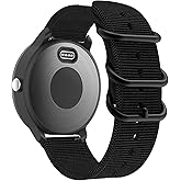 BIGTANG for Garmin Vivoactive 3 Watch Band/Forerunner 645 Band, 20mm Woven Nylon Bands for Galaxy Watch 4 40mm/44mm,Galaxy Watch 4 Classic 46mm/42mm, Galaxy Watch Active 2 40mm/44mm-Black
